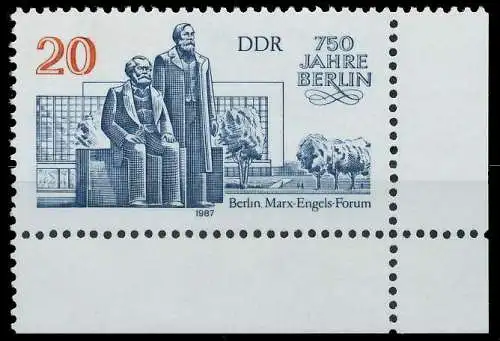 DDR 1987 Nr 3077 postfrisch ECKE-URE 0D2BDE