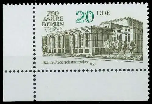 DDR 1987 Nr 3078 postfrisch ECKE-ULI 0D2BF6