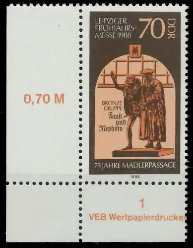 DDR 1988 Nr 3154 postfrisch ECKE-ULI 0D9BDE