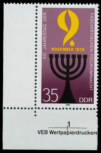 DDR 1988 Nr 3208 postfrisch ECKE-ULI 0DE09A