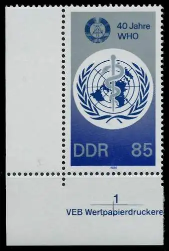 DDR 1988 Nr 3214 postfrisch ECKE-ULI 0DE1BA