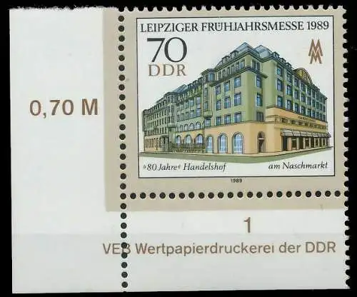 DDR 1989 Nr 3235 links-ndgz postfrisch ECKE-ULI 0DE492
