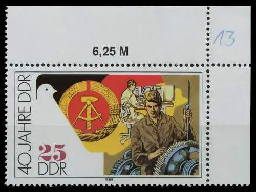 DDR 1989 Nr 3282 postfrisch ECKE-ORE 0E41CE