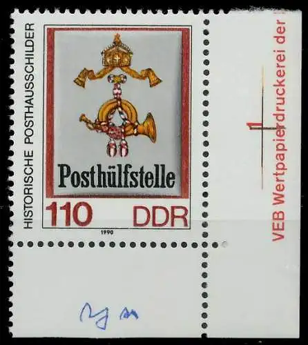 DDR 1990 Nr 3305 postfrisch ECKE-URE 0E8C16