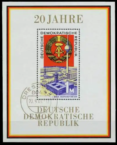 DDR BLOCK KLEINBOGEN Block 28 gestempelt 0E929A