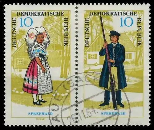 DDR ZUSAMMENDRUCK Nr WZd146 gestempelt WAAGR PAAR 105B0E