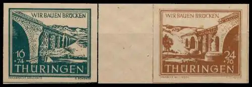 SBZ THÜRINGEN ZUSAMMENDRUCKE Nr WZd2ay postfrisch WAAGR 105F8A