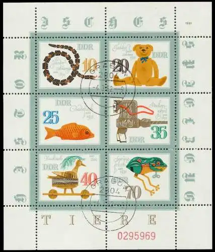 DDR BLOCK KLEINBOGEN Nr 2661-2666 ORndgz gestempelt KLEI 11464A