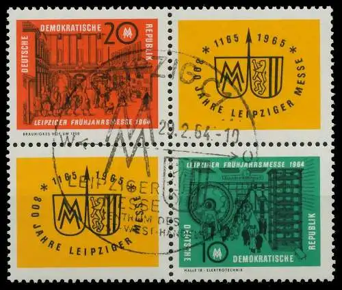 DDR ZUSAMMENDRUCK Nr 1012VB1-1013VB1 gestempelt VIERERBL 114B26