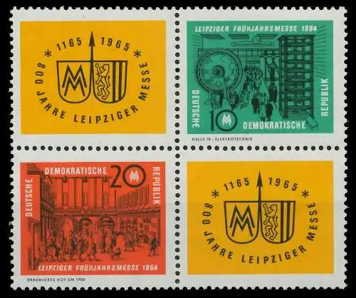 DDR ZUSAMMENDRUCK Nr 1012VB3-1013VB3 postfrisch VIERERB 114B2E