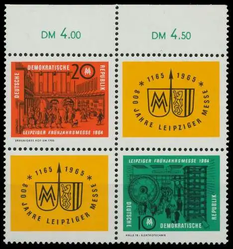 DDR ZUSAMMENDRUCK Nr 1012VB1-1013VB1 postfrisch VIERERB 114B3A