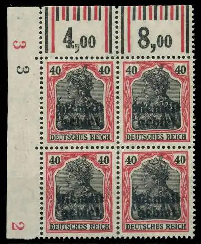 MEMEL 1920 GERMANIA Nr 6 WOR postfrisch VIERERBLOCK ECK 8879E2