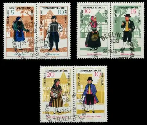 DDR ZUSAMMENDRUCK Nr WZd162 + WZd166 WZd170 gestempelt 11B21E