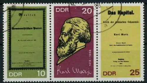 DDR ZUSAMMENDRUCK Nr WZd195 gestempelt 3ER STR 11F56A