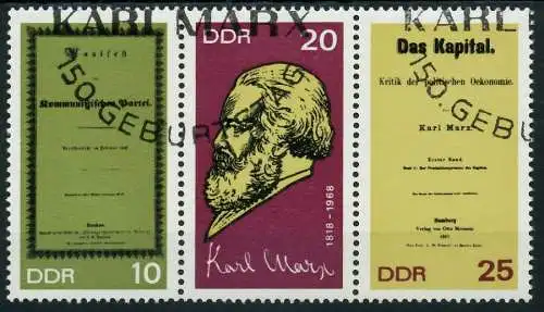 DDR ZUSAMMENDRUCK Nr WZd195 gestempelt 3ER STR 11F56E