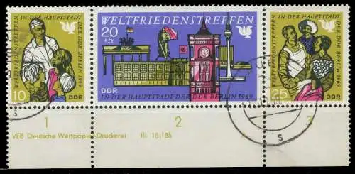 DDR ZUSAMMENDRUCK Nr WZd207 DV DWD 3 gestempelt 3ER STR 11F742