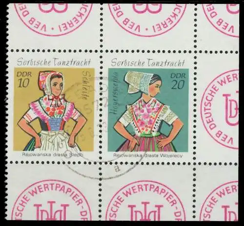 DDR ZUSAMMENDRUCK Nr W8 zentrisch gestempelt WAAGR PAAR 12A3FA