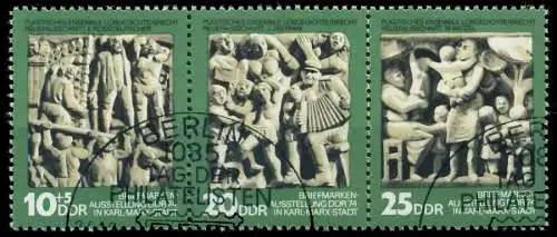 DDR ZUSAMMENDRUCK Nr WZd305 gestempelt 3ER STR 12FDFE