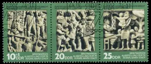 DDR ZUSAMMENDRUCK Nr WZd305 gestempelt 3ER STR 12FE1A