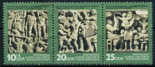 DDR ZUSAMMENDRUCK Nr WZd305 gestempelt 3ER STR 12FE2E