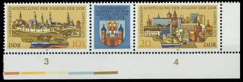 DDR ZUSAMMENDRUCK Nr WZd371 postfrisch 3ER STR ECKE-URE 13EB0A