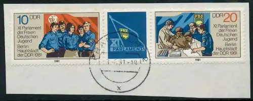 DDR ZUSAMMENDRUCK Nr WZd494 zentrisch gestempelt 3ER STR BRF 1589E6