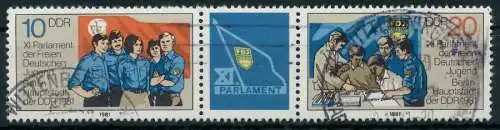 DDR ZUSAMMENDRUCK Nr WZd494 gestempelt 3ER STR 1589F2