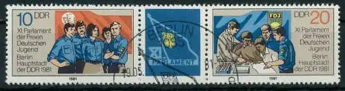 DDR ZUSAMMENDRUCK Nr WZd494 gestempelt 3ER STR 1589F6