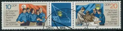 DDR ZUSAMMENDRUCK Nr WZd494 gestempelt 3ER STR 1589FE