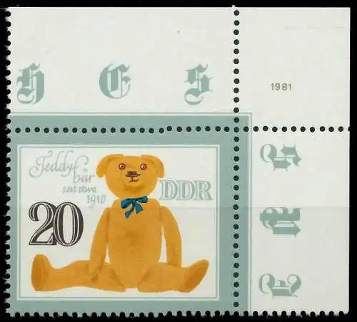 DDR 1981 Nr 2662 postfrisch ECKE-ORE 17F0C6