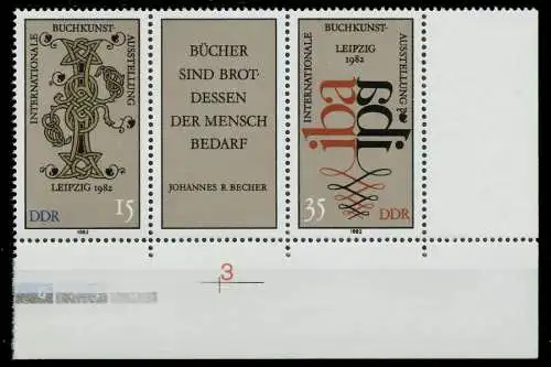 DDR ZUSAMMENDRUCK Nr WZd529 postfrisch 3ER STR ECKE-URE 18806E