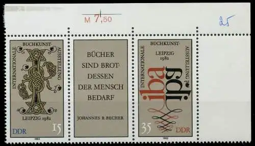 DDR ZUSAMMENDRUCK Nr WZd529 postfrisch 3ER STR ECKE-ORE 18807E