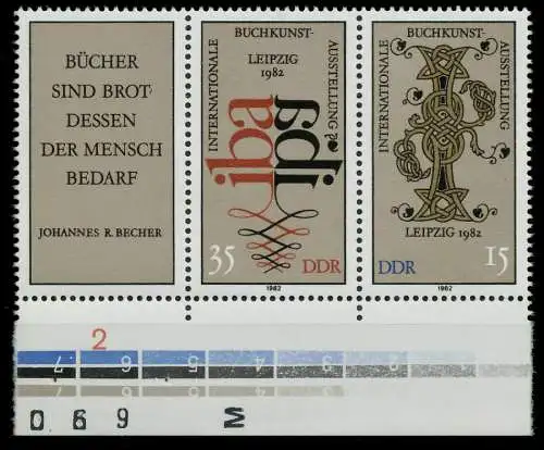 DDR ZUSAMMENDRUCK Nr WZd531 postfrisch 3ER STR URA 188092