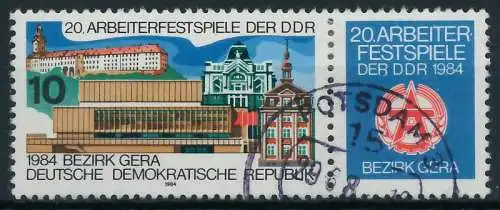 DDR ZUSAMMENDRUCK Nr WZd594 gestempelt WAAGR PAAR 18858E