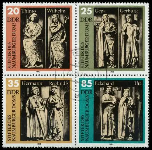 DDR ZUSAMMENDRUCK Nr 2808VB zentrisch gestempelt VIERERBLOCK 195E02