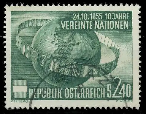 ÖSTERREICH 1955 Nr 1022 gestempelt 1F5632