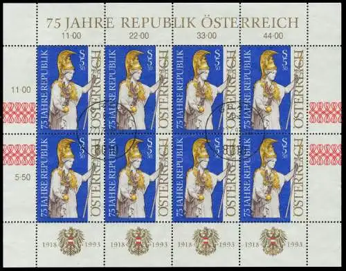ÖSTERREICH BLOCK KLEINBOGEN Nr 2113 zentrisch gestempelt KLE 23F2AE