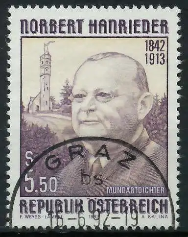 ÖSTERREICH 1992 Nr 2061 gestempelt 24613E