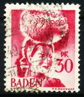 FZ BADEN 2. AUSGABE SPEZIALISIERT Nr 23yI gestempelt 60603A