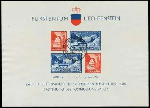 LIECHTENSTEIN BLOCK KLEINBOGEN Block 2 gestempelt 28DF8E