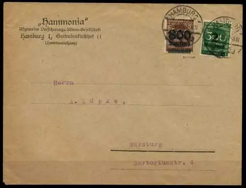 DEUTSCHES REICH 1923 INFLA Nr 305A + 310A BRIEF 298626