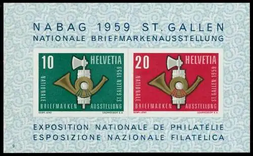 SCHWEIZ BLOCK KLEINBOGEN 1950-1959 Block 16-09 2EA602