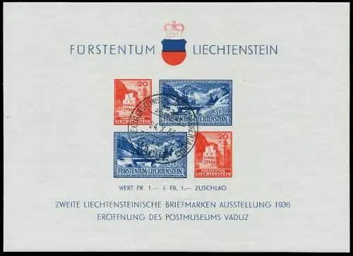 LIECHTENSTEIN BLOCK KLEINBOGEN Block 2 gestempelt 2EE2FA