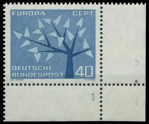 BRD BUND 1962 Nr 384 postfrisch FORMNUMMER 1 2F34CA