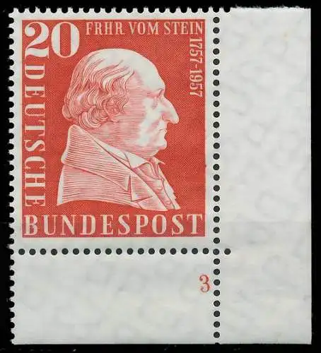 BRD BUND 1957 Nr 277 postfrisch FORMNUMMER 3 2F7DF2