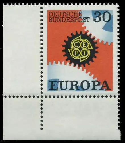 BRD BUND 1967 Nr 534 postfrisch ECKE-ULI 30DD7E
