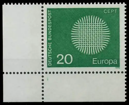 BRD BUND 1970 Nr 620 postfrisch ECKE-ULI 3100FE
