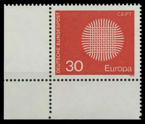 BRD BUND 1970 Nr 621 postfrisch ECKE-ULI 310122