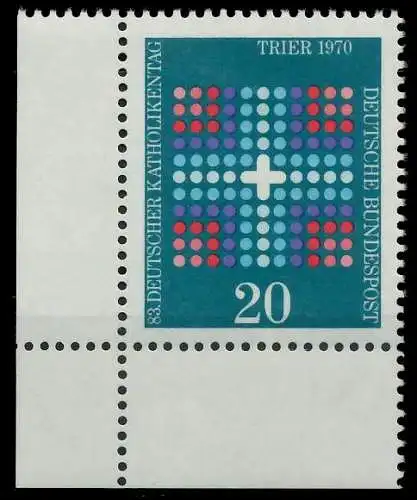 BRD BUND 1970 Nr 648 postfrisch ECKE-ULI 310156