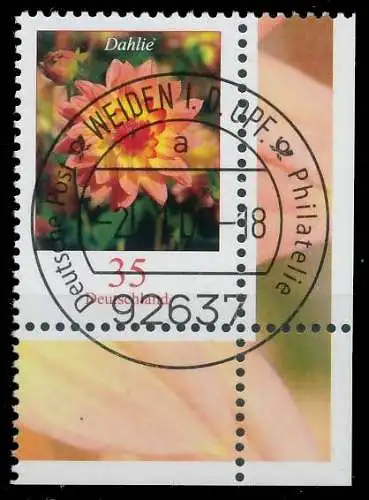 BRD BUND DS BLUMEN Nr 2505 zentrisch gestempelt ECKE-URE 34A726